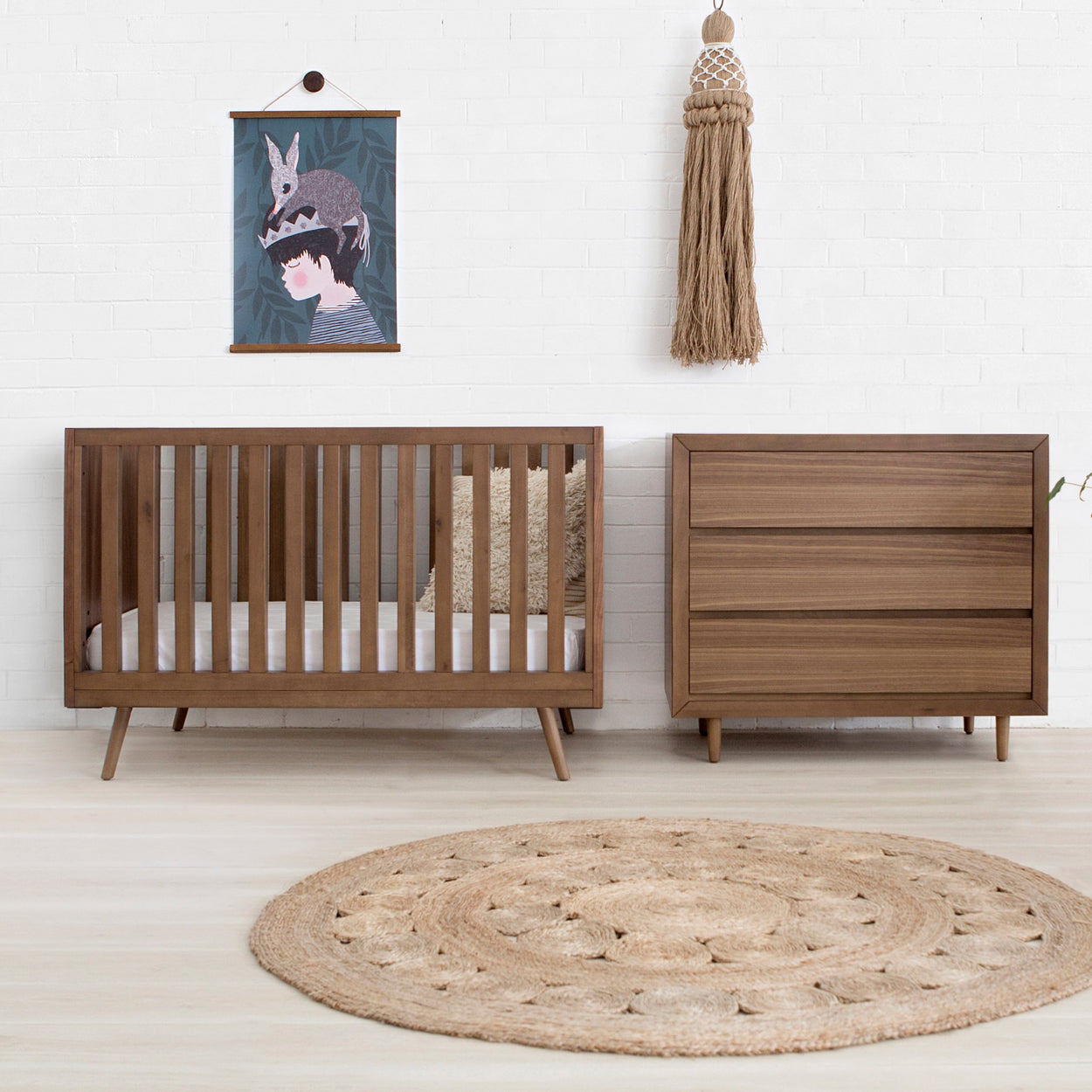 Nifty Timber Cot in Walnut